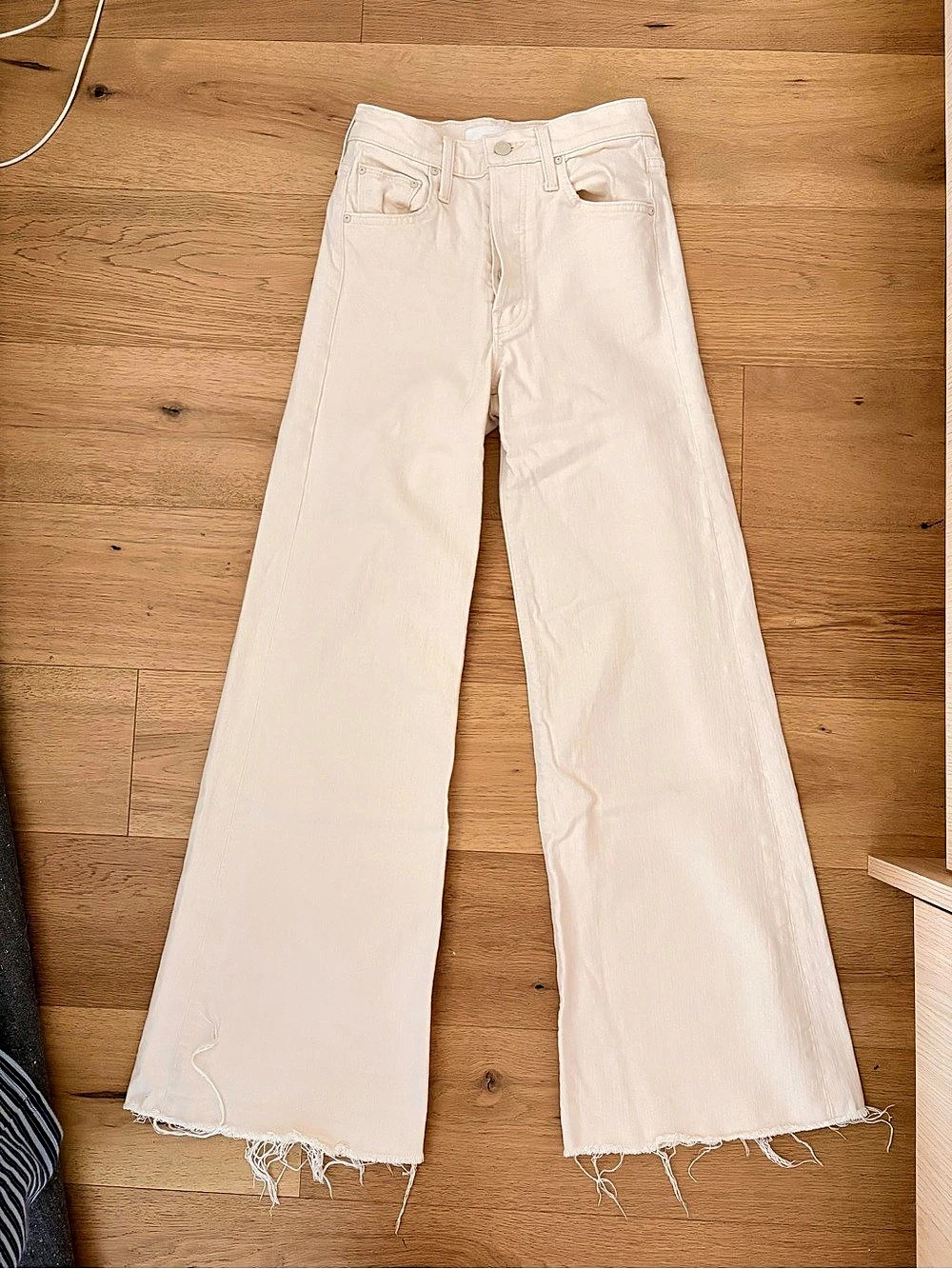 Mother Denim Cream Wide Leg Jeans
